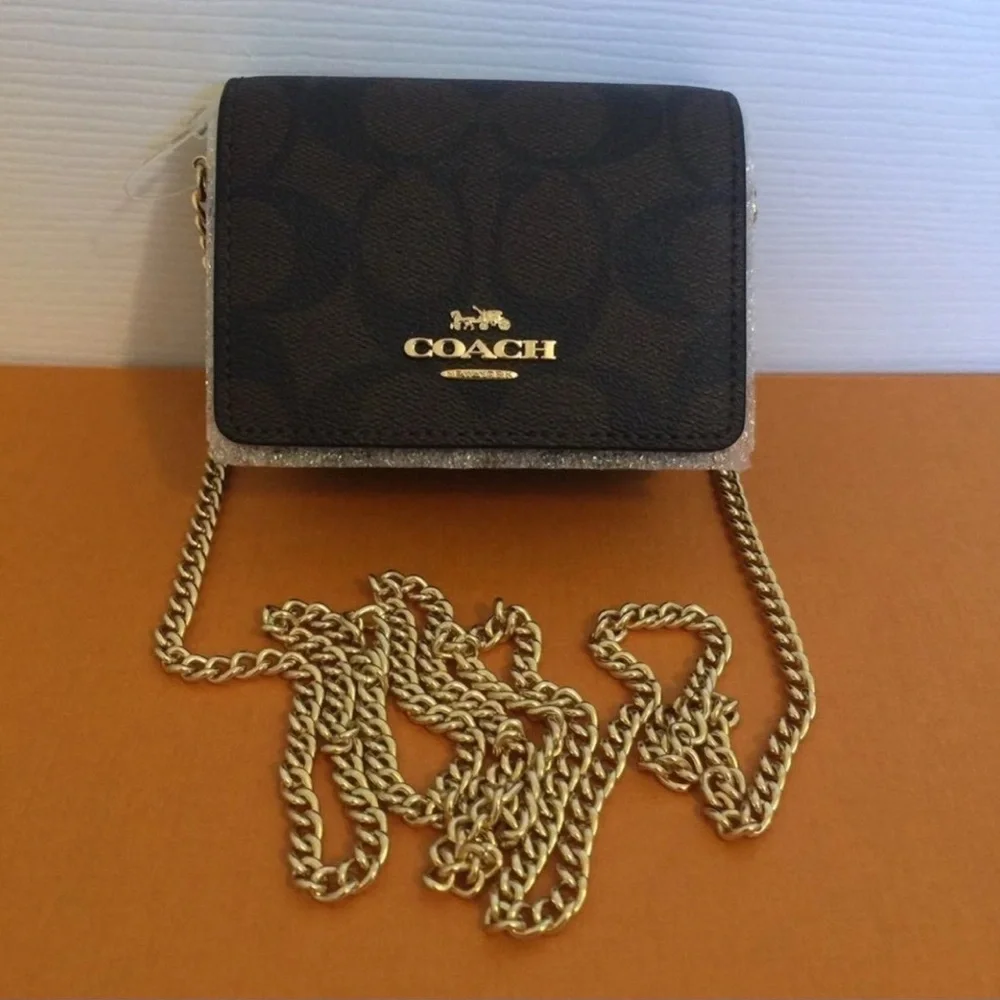 ❤️❤️❤️NEW Coach mini wallet on a chain+detachable chain strap ❤️❤️❤️ - Picture 8 of 11
